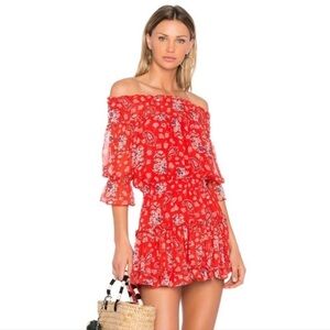 Misa Los Angeles Darla Paisley Mini Dress in Red Floral Paisley Pattern Size XS